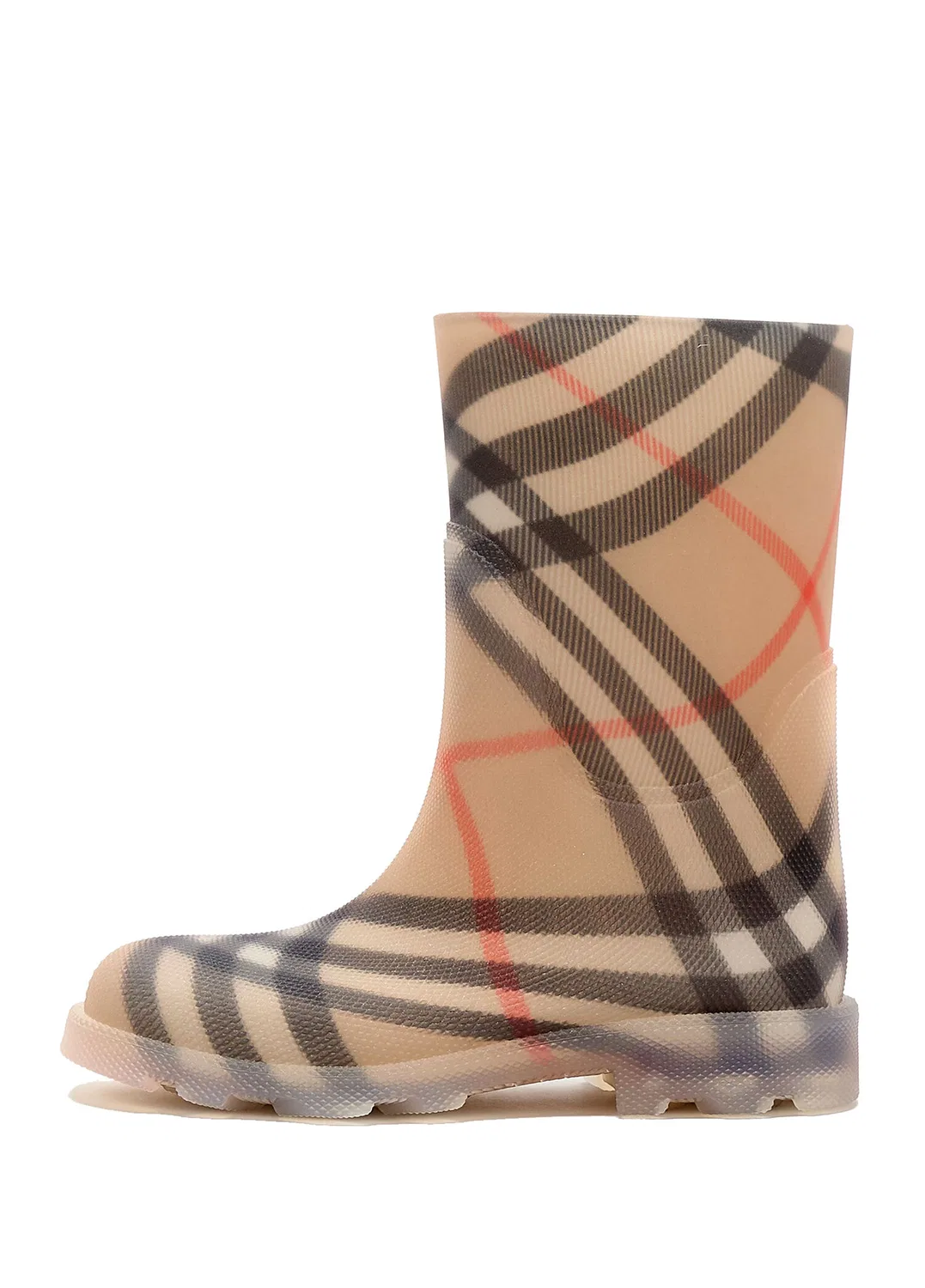 Сапоги резиновые Burberry Check Rubber Marsh High, бежевый — фото 2