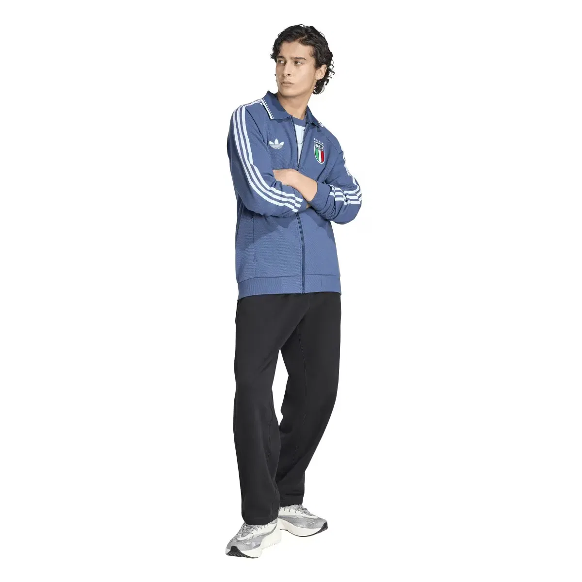 Мужская куртка-анцлаг с принтом Италия Anthem Jacket adidas, Azul Marino — фото 4