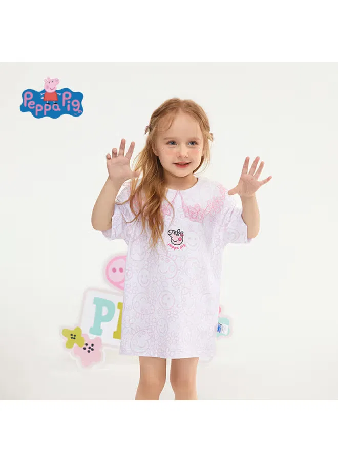 Платье детское летнее с принтом Peppa Pig, розовый — фото 2