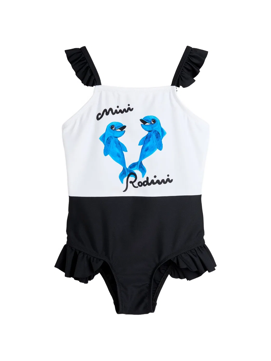 Купальник с оборками и УФ-защитой от дельфинов Mini Rodini, белый