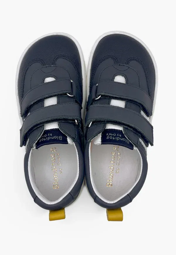 Кроссовки кожаные Zapatillas bandas laterales blanditos tallas altas unisex - baby shoes Pisamonas, синий — фото 3