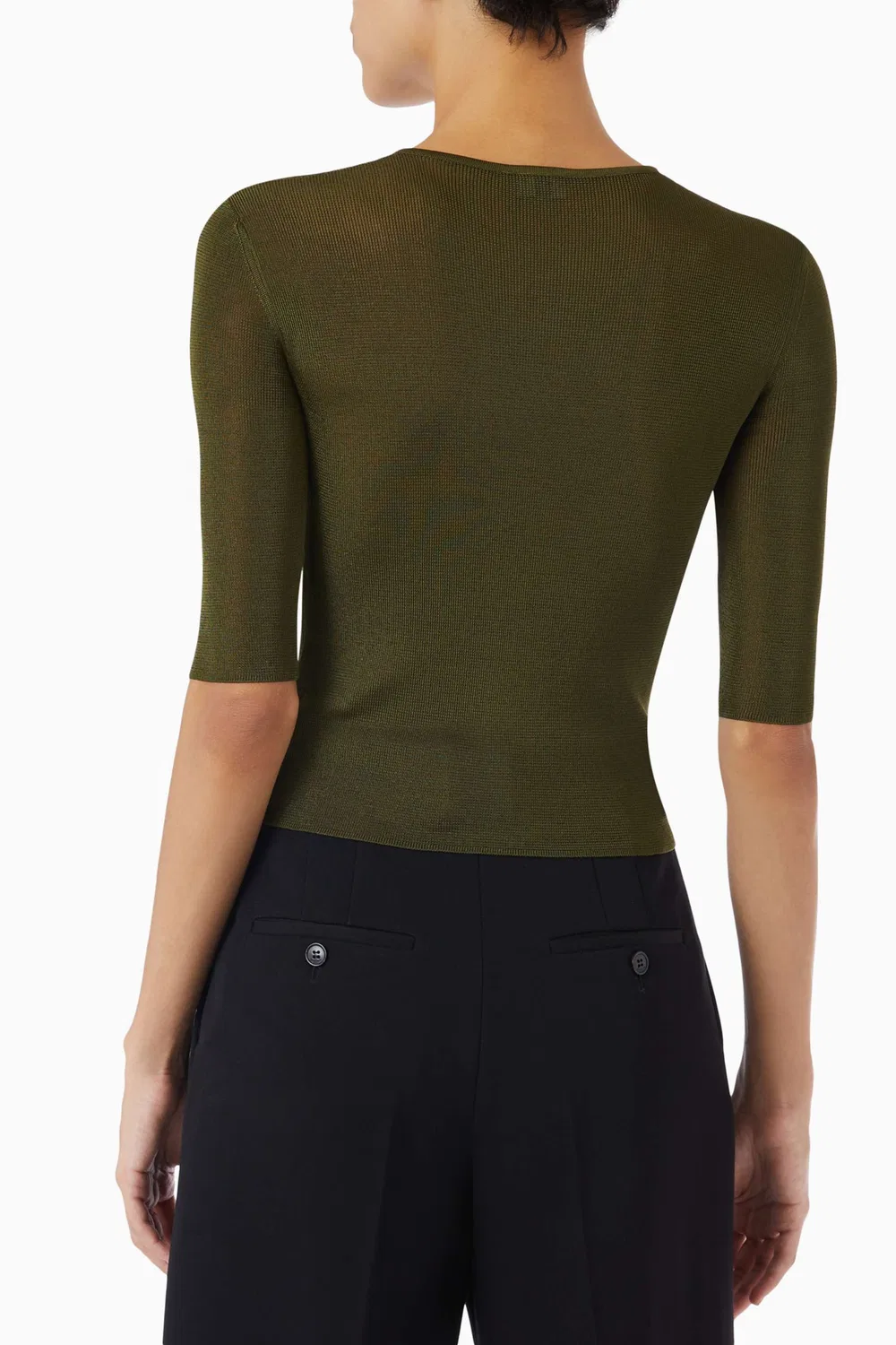 Свитер вязаный Cassandre Knit Top SAINT LAURENT, хаки — фото 3