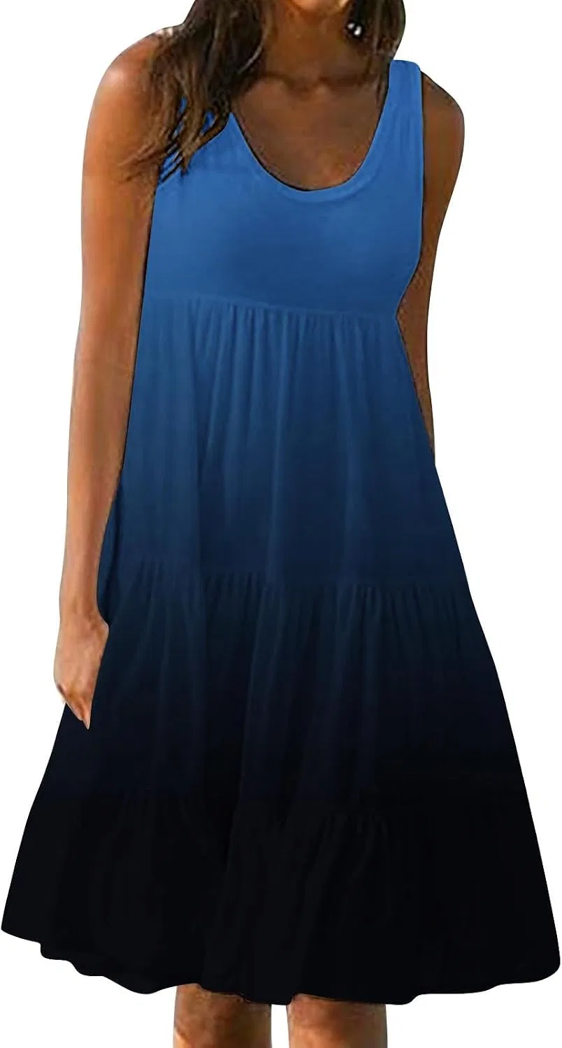 Женское летнее сарафан мини A-силуэта Gradient, Dark Blue