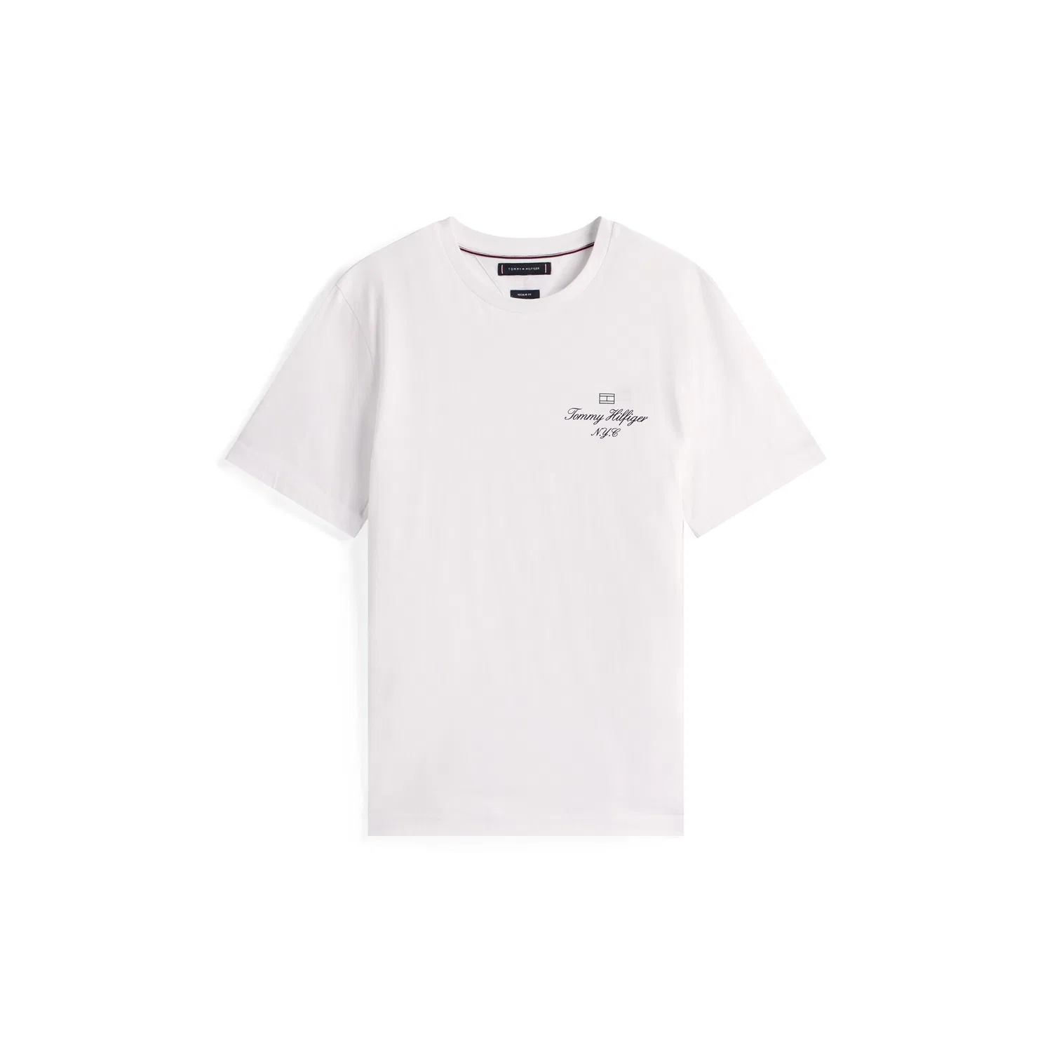 Мужская классическая футболка с логотипом Outline Flag Script Tommy Hilfiger, White — фото 3