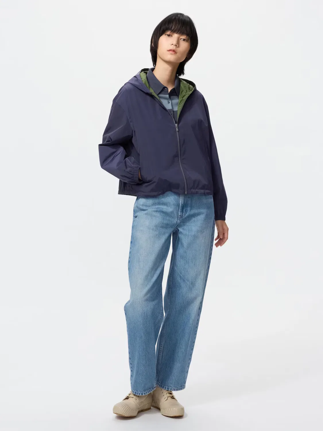 Парка Uniqlo, ветрозащитная короткая куртка, темно-синий — фото 2