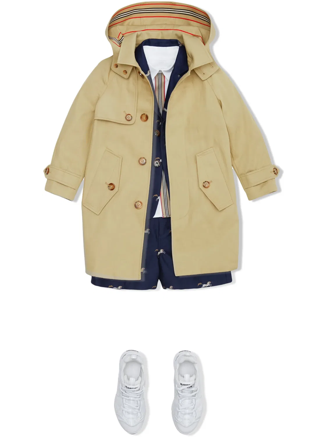 Пальто с капюшоном из хлопка Burberry, песочно-бежевый — фото 2