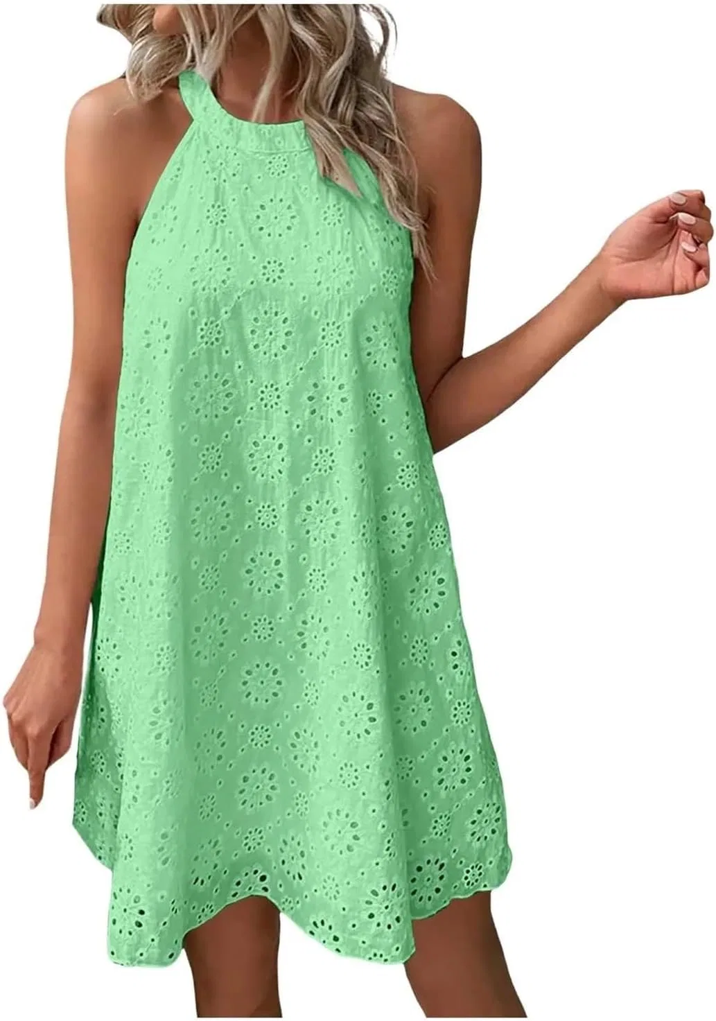 Женское пляжное платье с V-образным вырезом, свободного кроя, Light Green