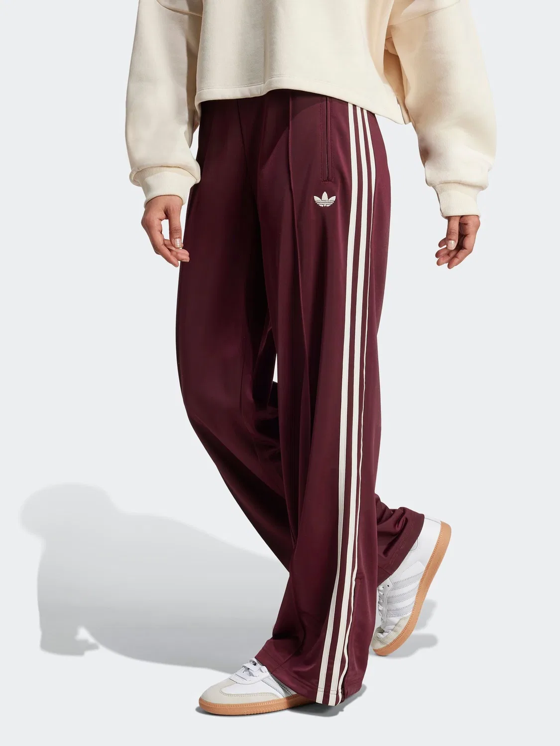 Бордовые/белые свободные спортивные брюки adidas Originals Firebird