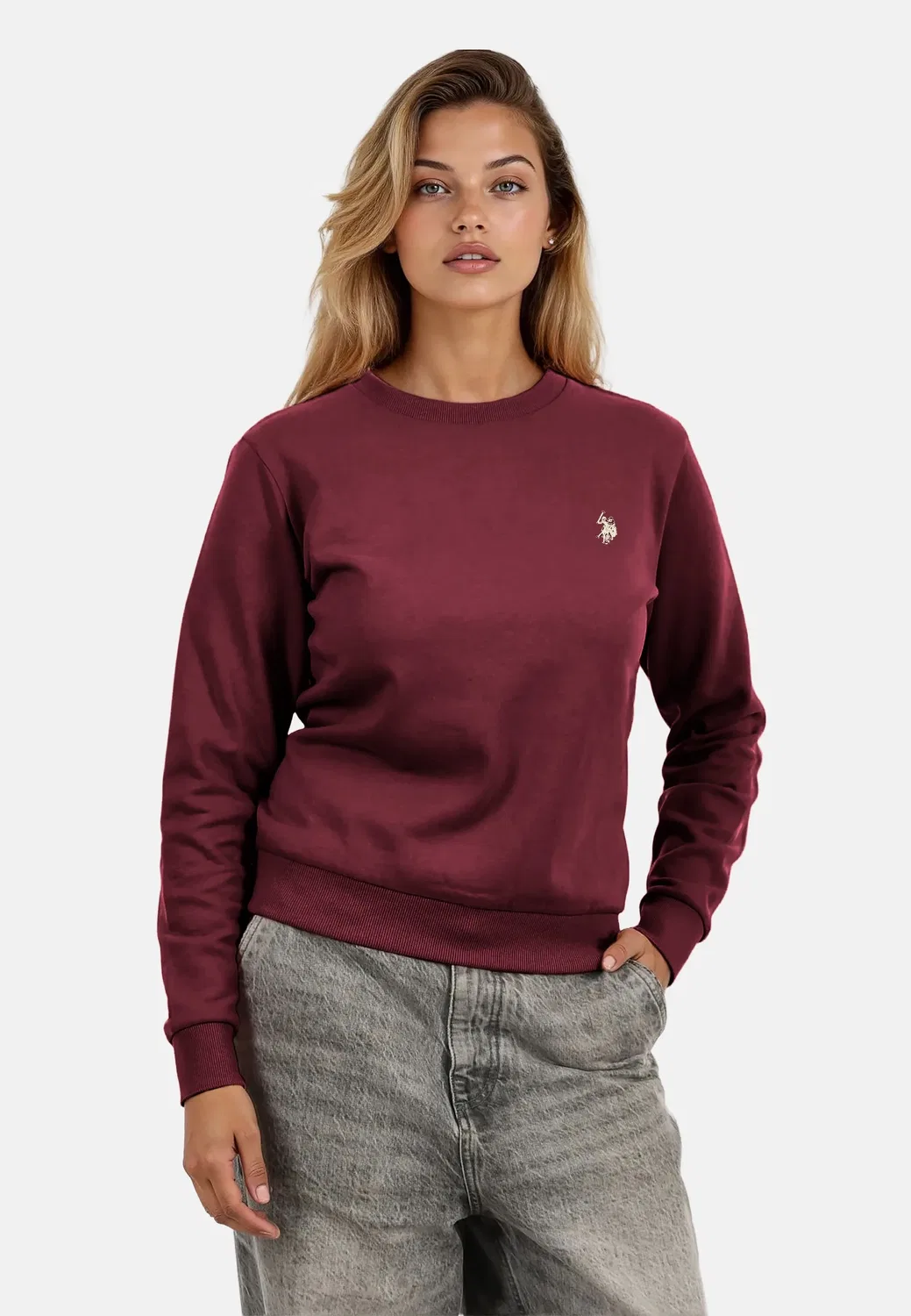 Женский пуловер с круглым вырезом U.S. Polo Assn., Prune-Beige — фото 2