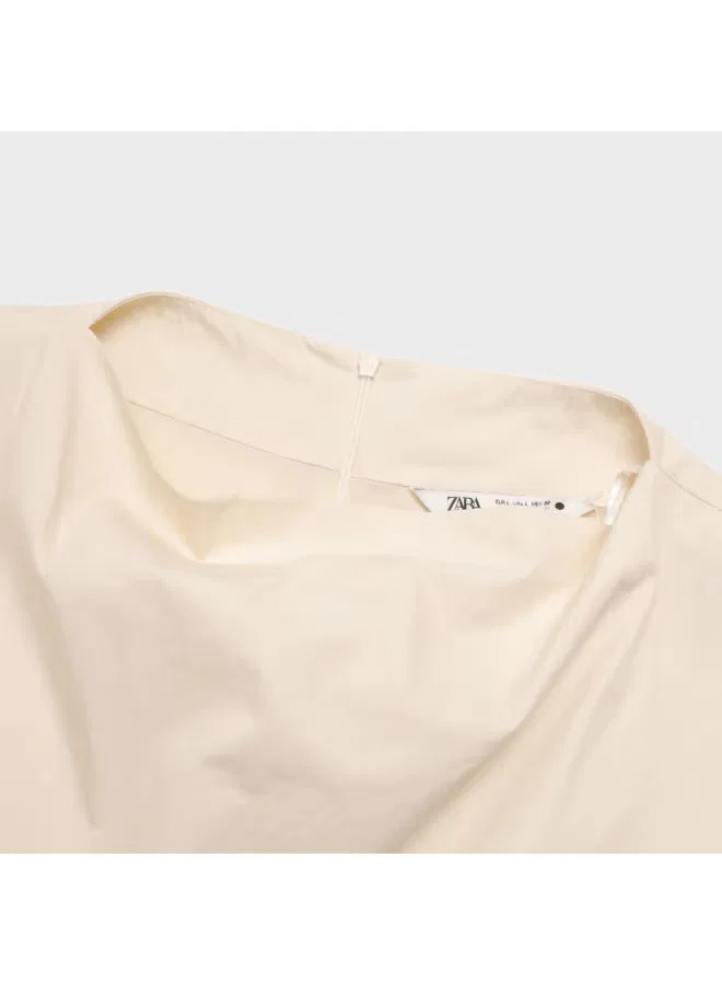 Блузка без рукавов хлопковая Zara, светло-абрикосовый — фото 4