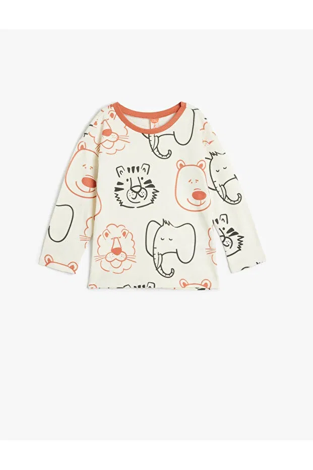 Детская футболка с длинным рукавом Koton, Ecru Patterned