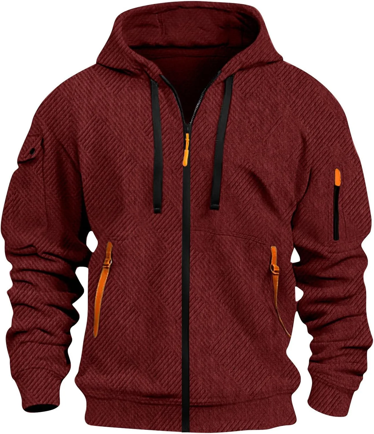 

Мужской кардиган с капюшоном на молнии, джерси, с карманом