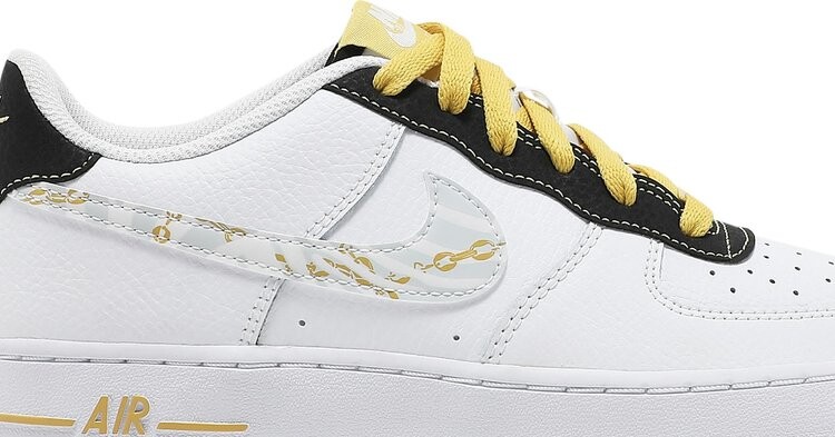 Кроссовки Nike Air Force 1 '07 LV8 GS 'Gold Links Zebra Print', белый — фото 3