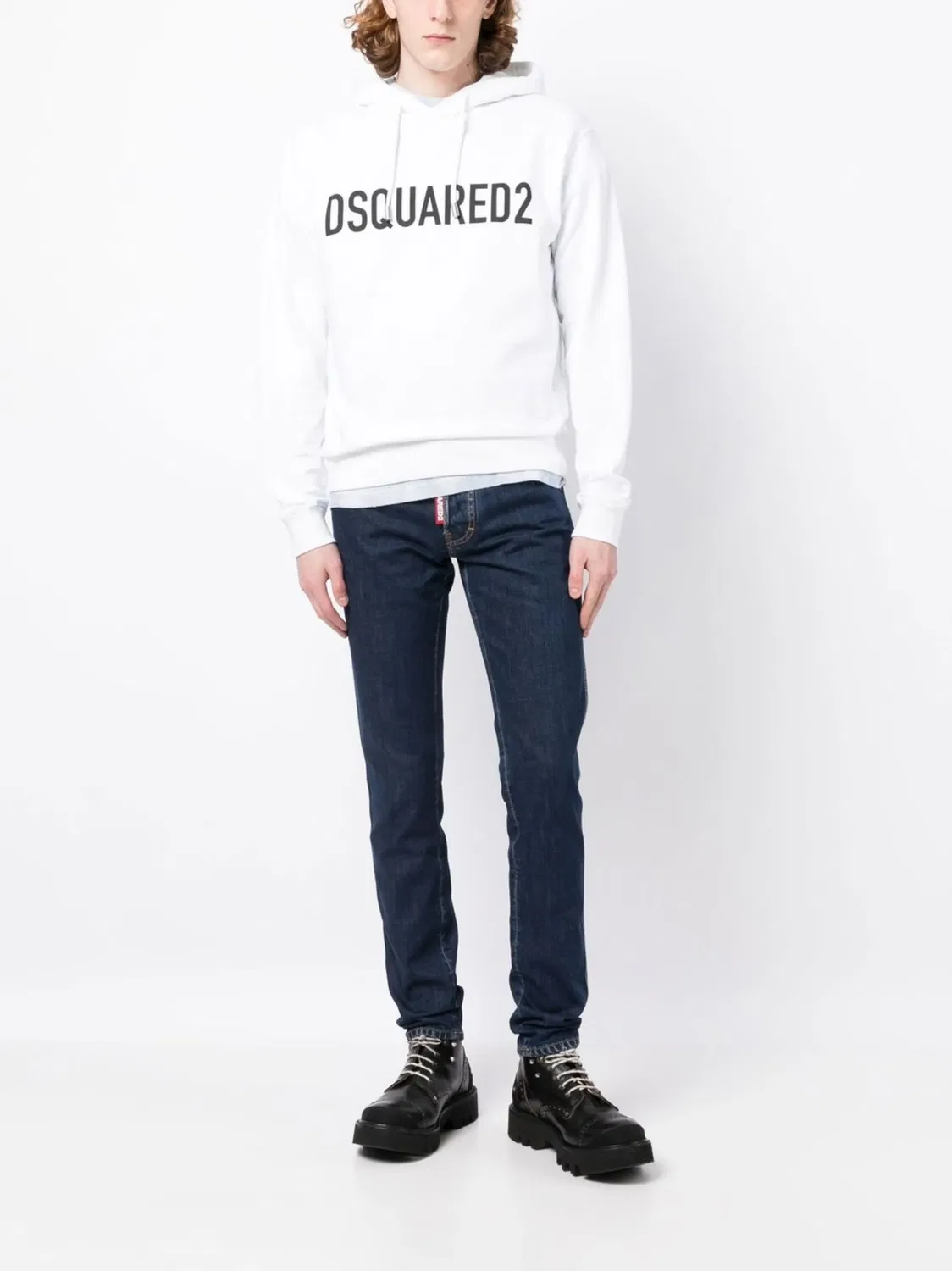 DSQUARED2 Худи хлопковое с логотипом белое — фото 4