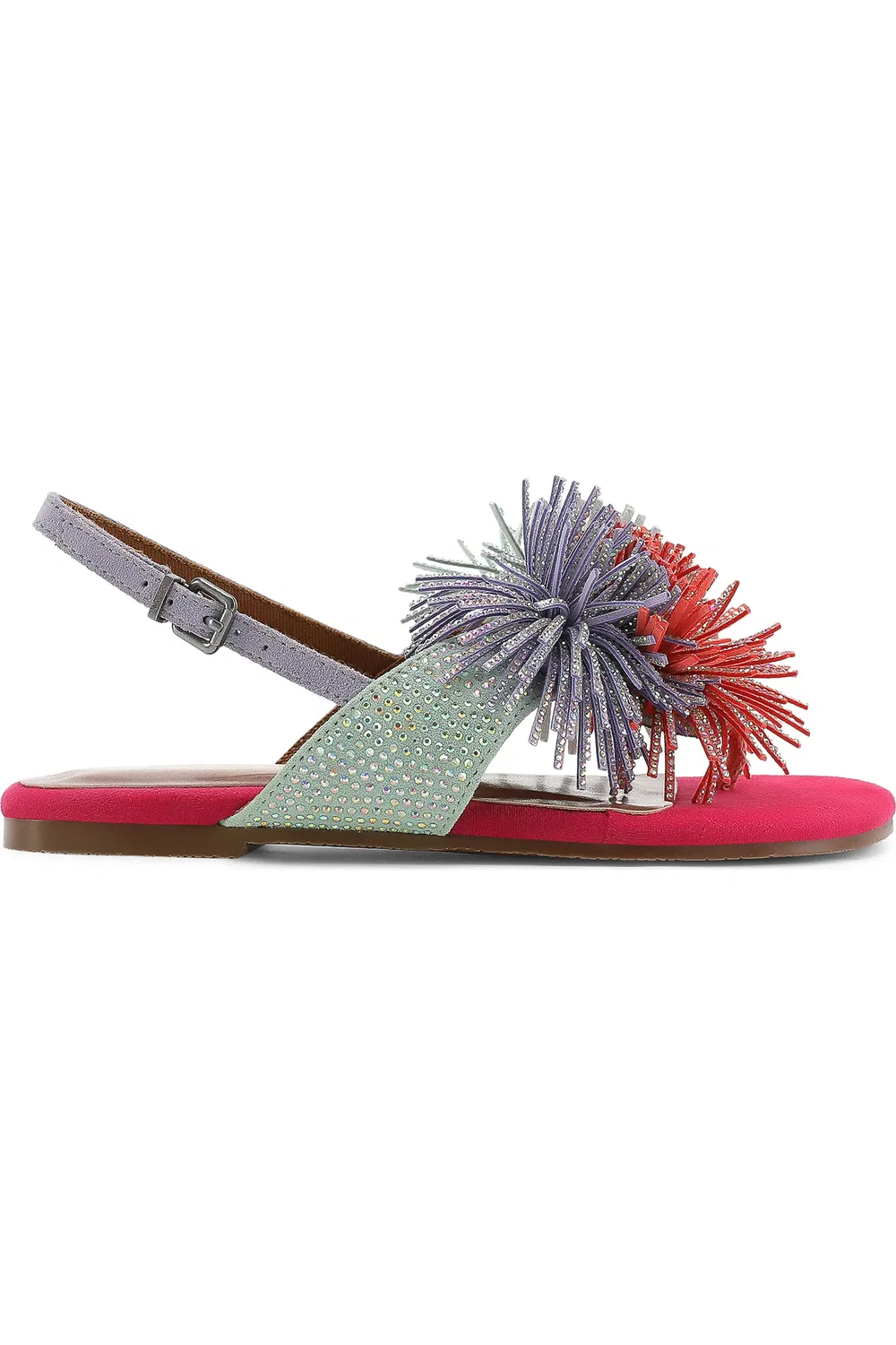 Детские сандалии слингбэк с бахромой Mini Fringe Kurt Geiger London, Pink Multi — фото 2