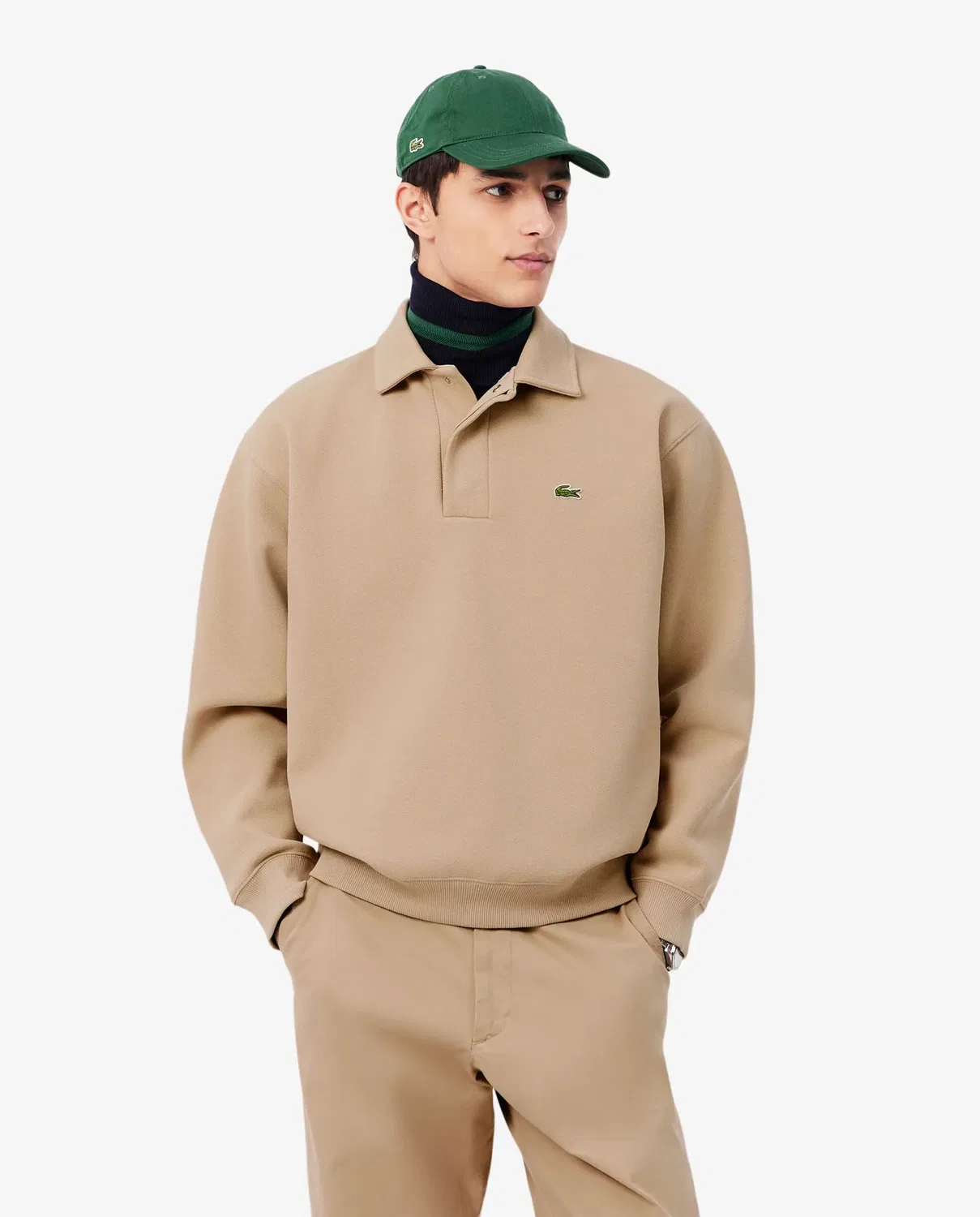 Свитшот мужской Lacoste бежевый, из смесового хлопка