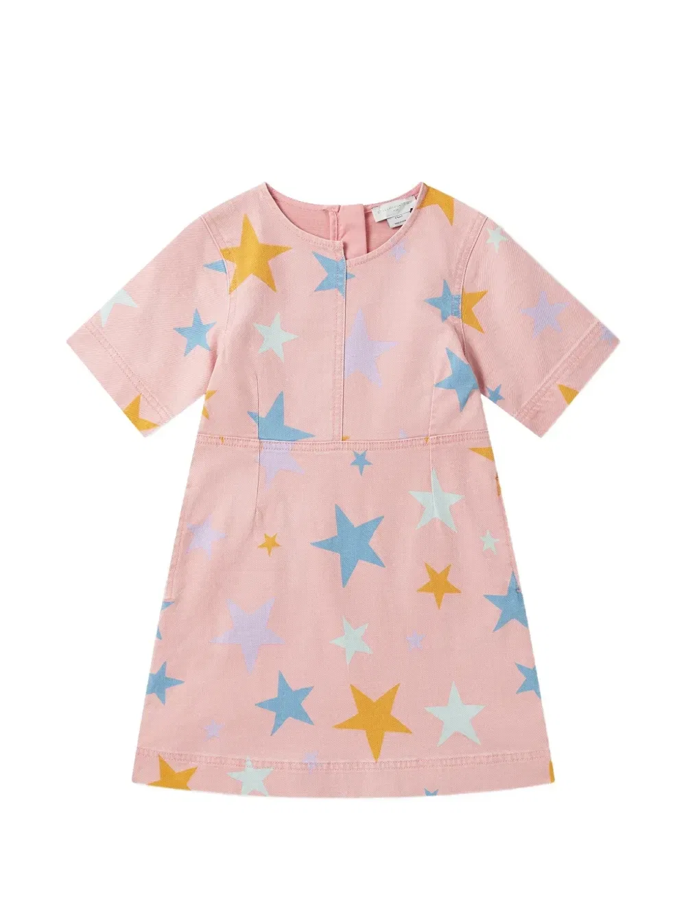Джинсовое платье со звездным принтом Stella McCartney Kids, розовый