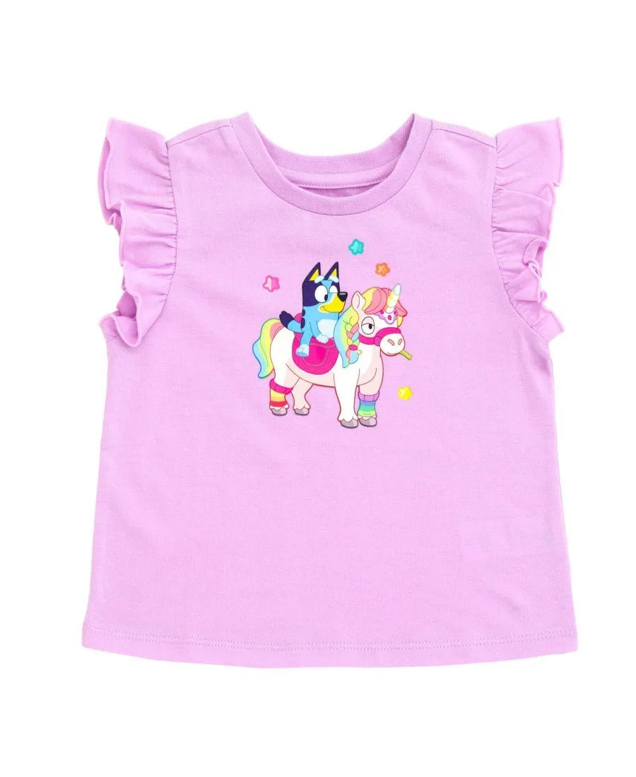 Комплект из футболки и юбки с принтом Bluey, Lavender Purple Bluey — фото 3