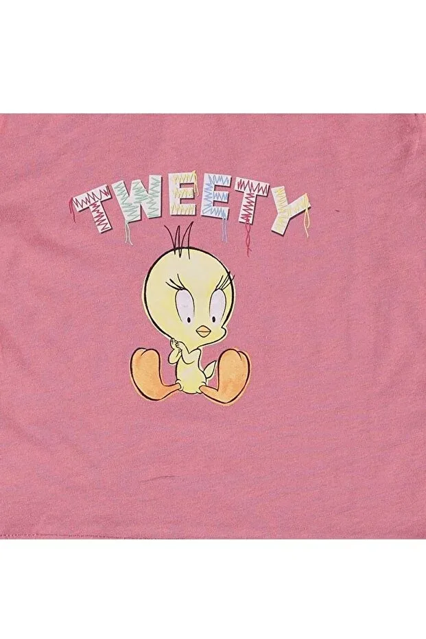 Детская футболка для девочек с принтом Moving on to adventure tweety baby girl licensed tshirt Looney Tunes, Pink — фото 2