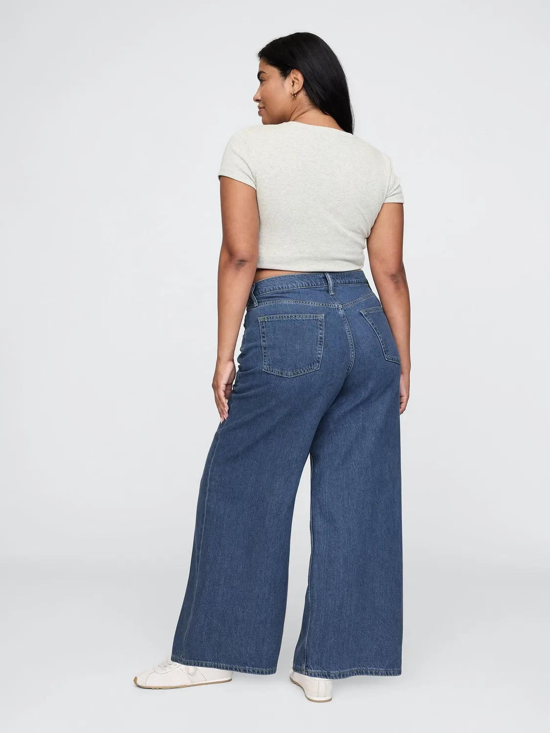 Джинсы свободного кроя Gap Blue Mid Rise Ultra Soft Baggy Jeans, синий — фото 3