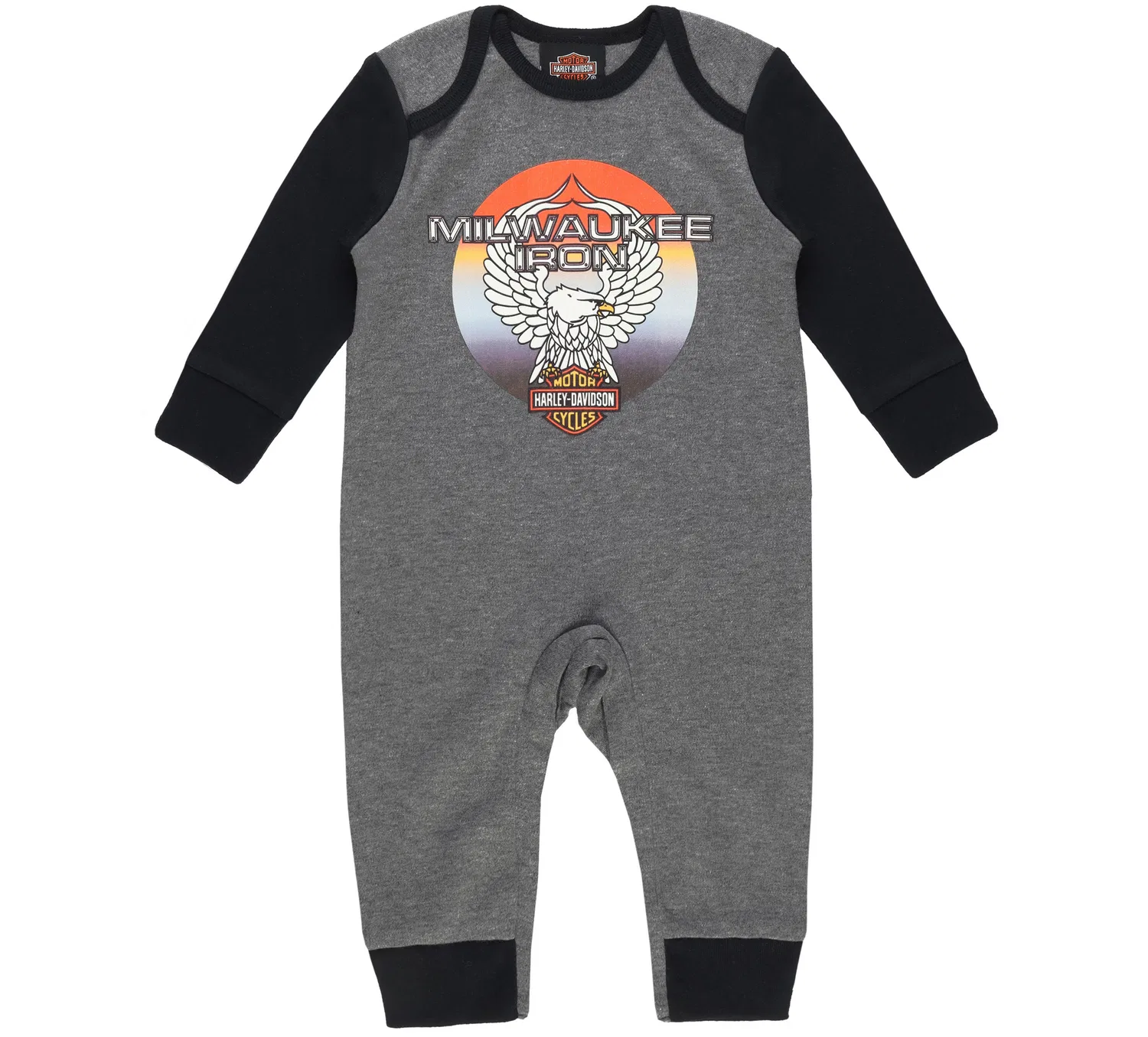 Детский комбинезон с принтом Milwaukee Iron Harley Davidson, Black/Grey