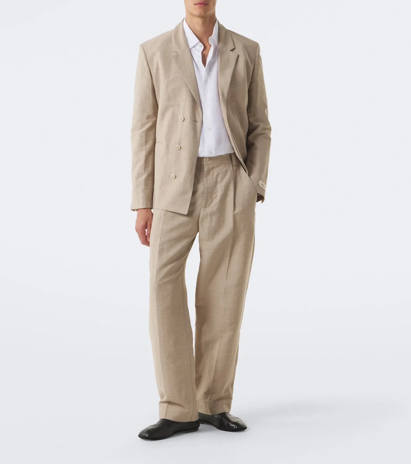 Строгие брюки из смесового льна Jacquemus, бежевый — фото 2