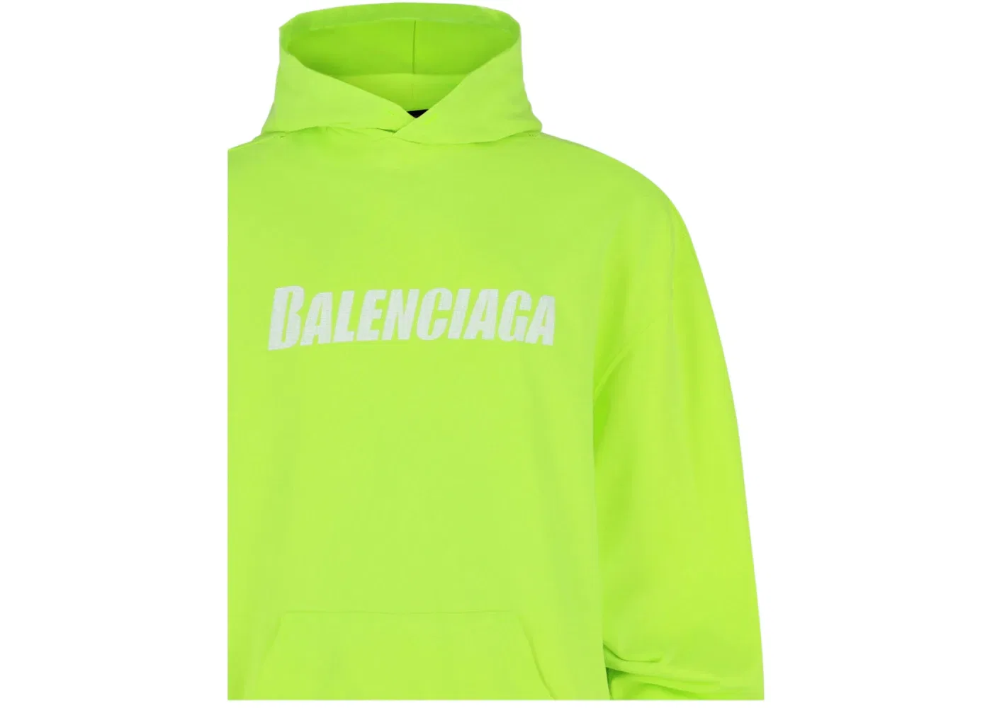 Мужской худи с принтом Caps Destroyed Graphic Print Balenciaga, Yellow Fluorescent/White — фото 3