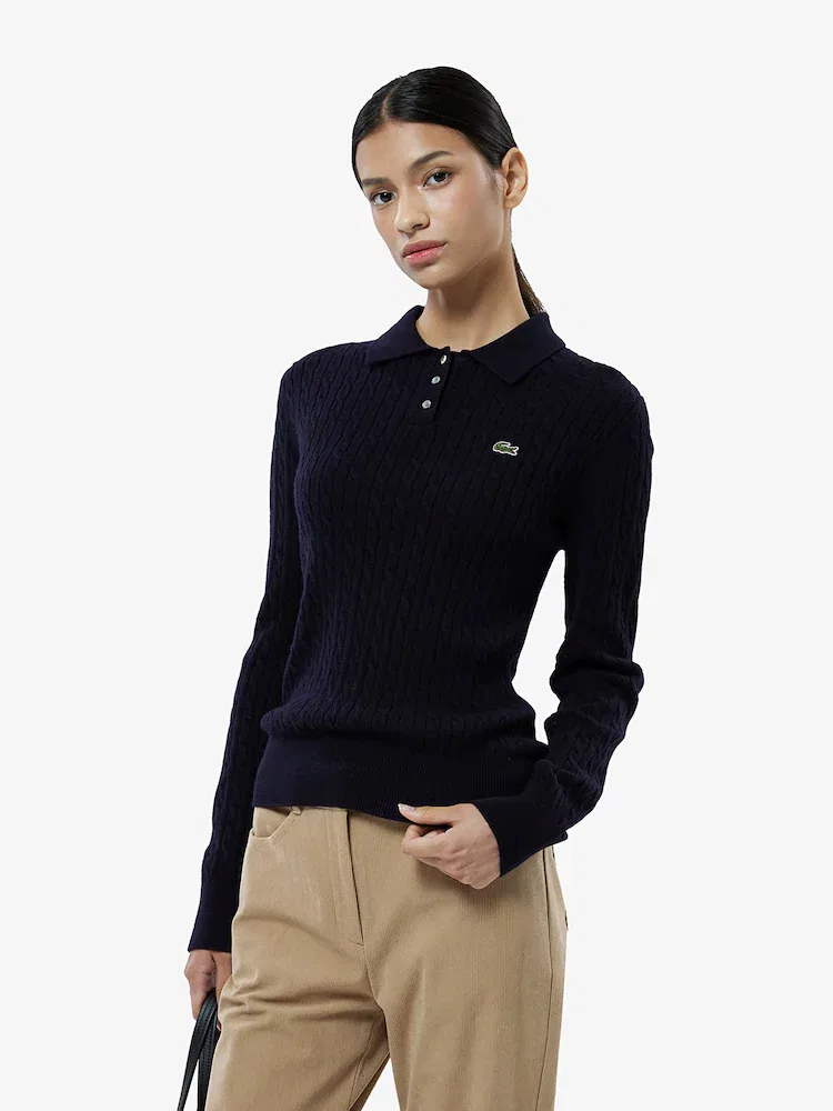 Свитер женский Lacoste с кабельным узором, Navy