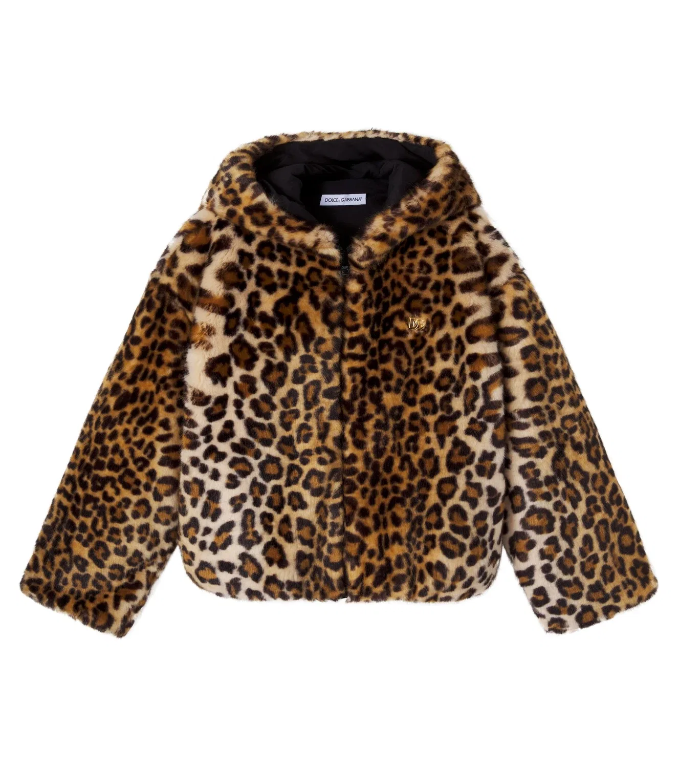 Куртка с капюшоном с леопардовым принтом Dolce&Gabbana Kids, коричневый