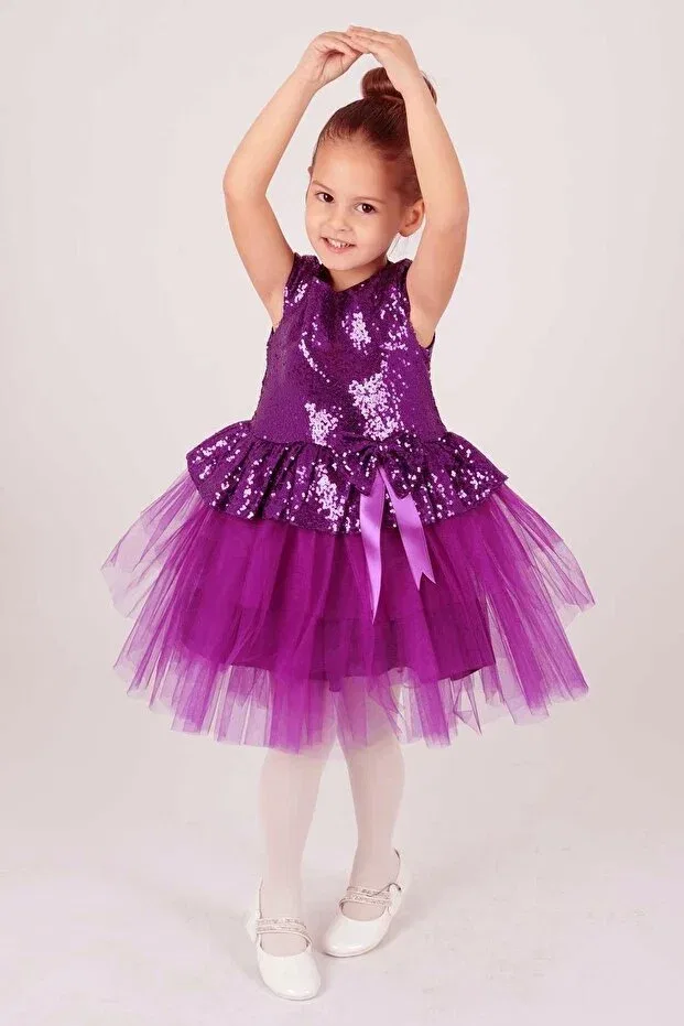 Детское платье для девочек с пайетками ak2207 Ahengim, Purple