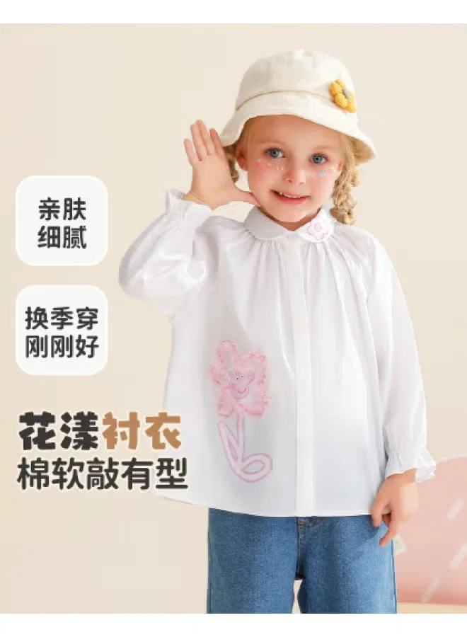 Блузка с длинным рукавом и кружевными манжетами Peppa Pig, белая