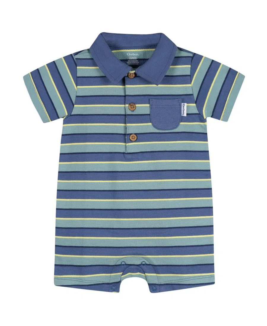 Боди-комбинезон с воротником-поло Gerber, Blue/Green