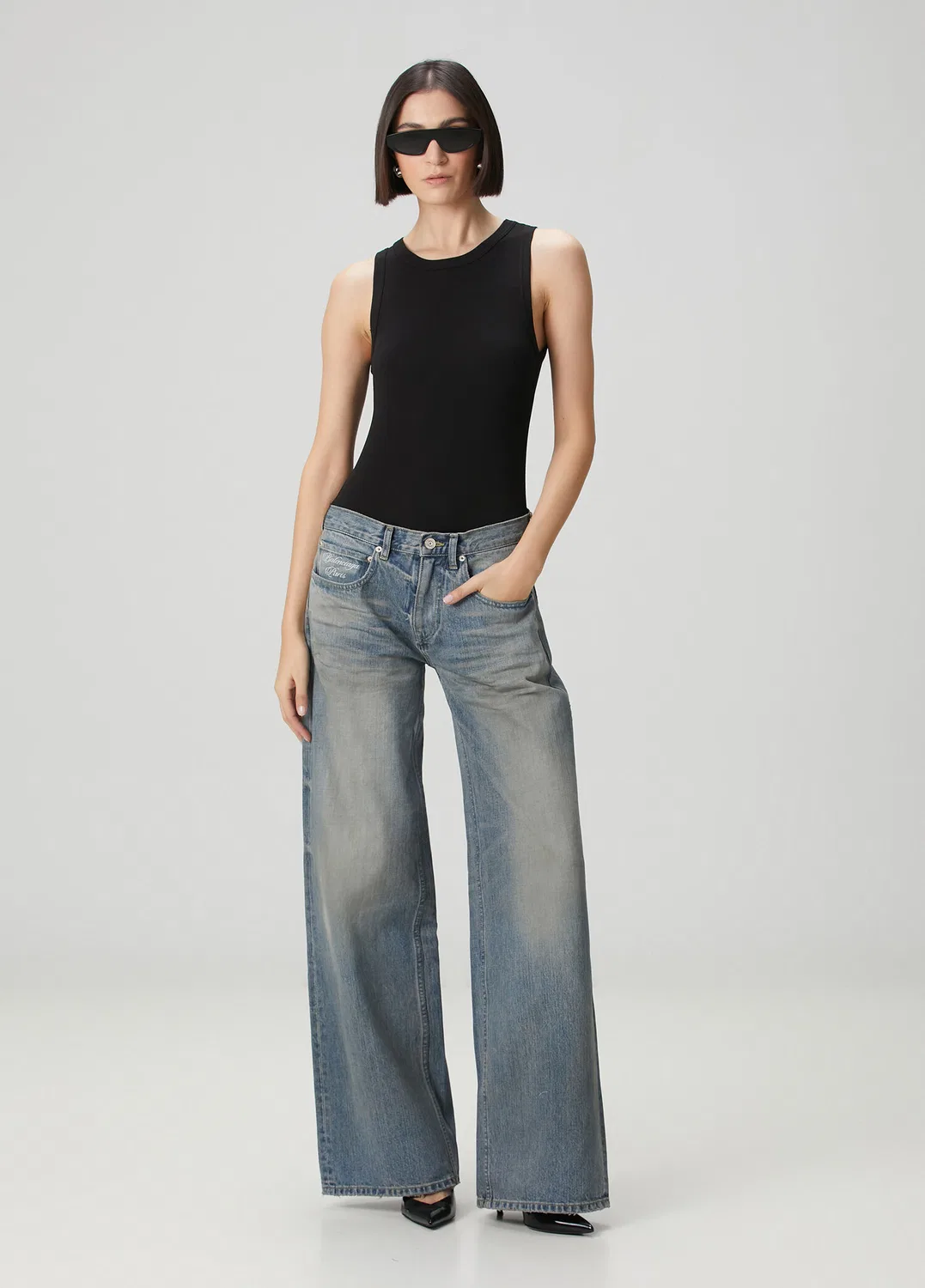 Джинсы wide leg Balenciaga, mavi