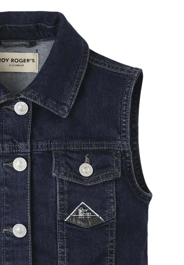 Жилет хлопковый Waistcoat Roy Rogers, Blu Denim, синий — фото 4