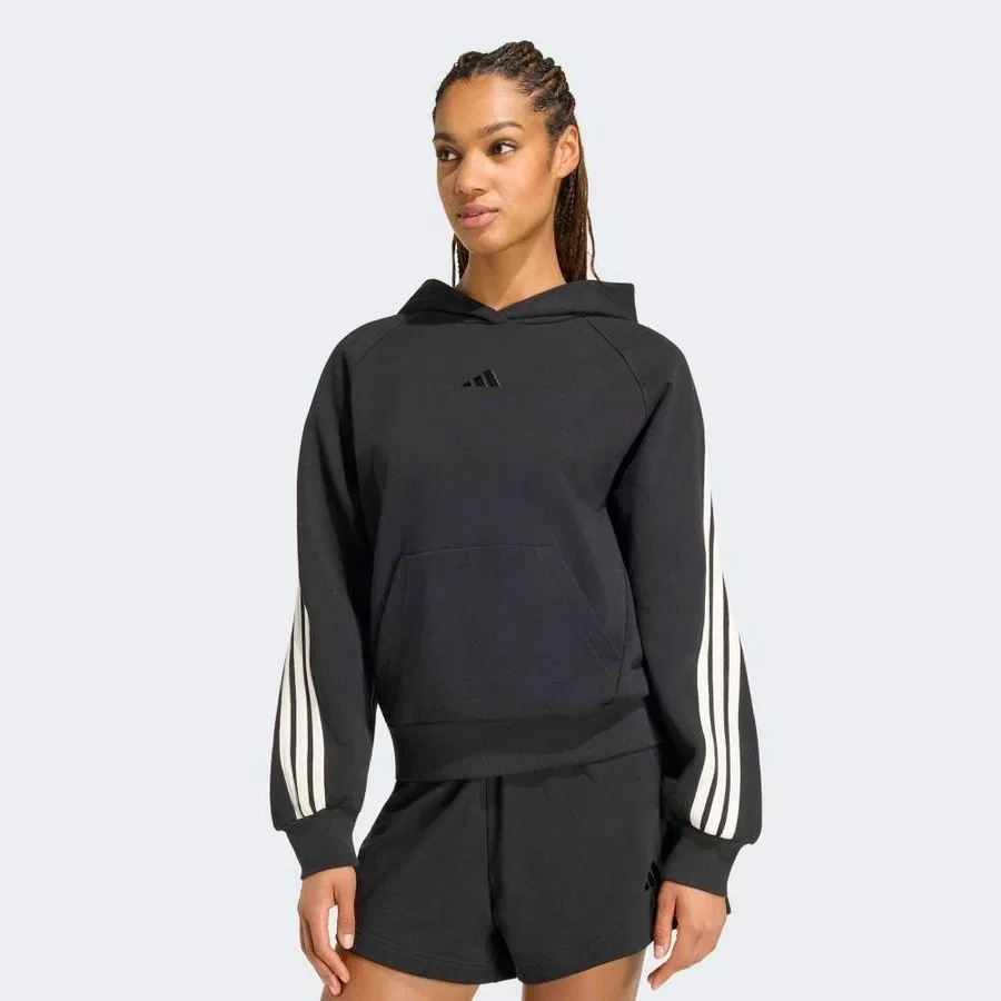 Свитшот женский с капюшоном, однотонный, Adidas KV9872, Черный