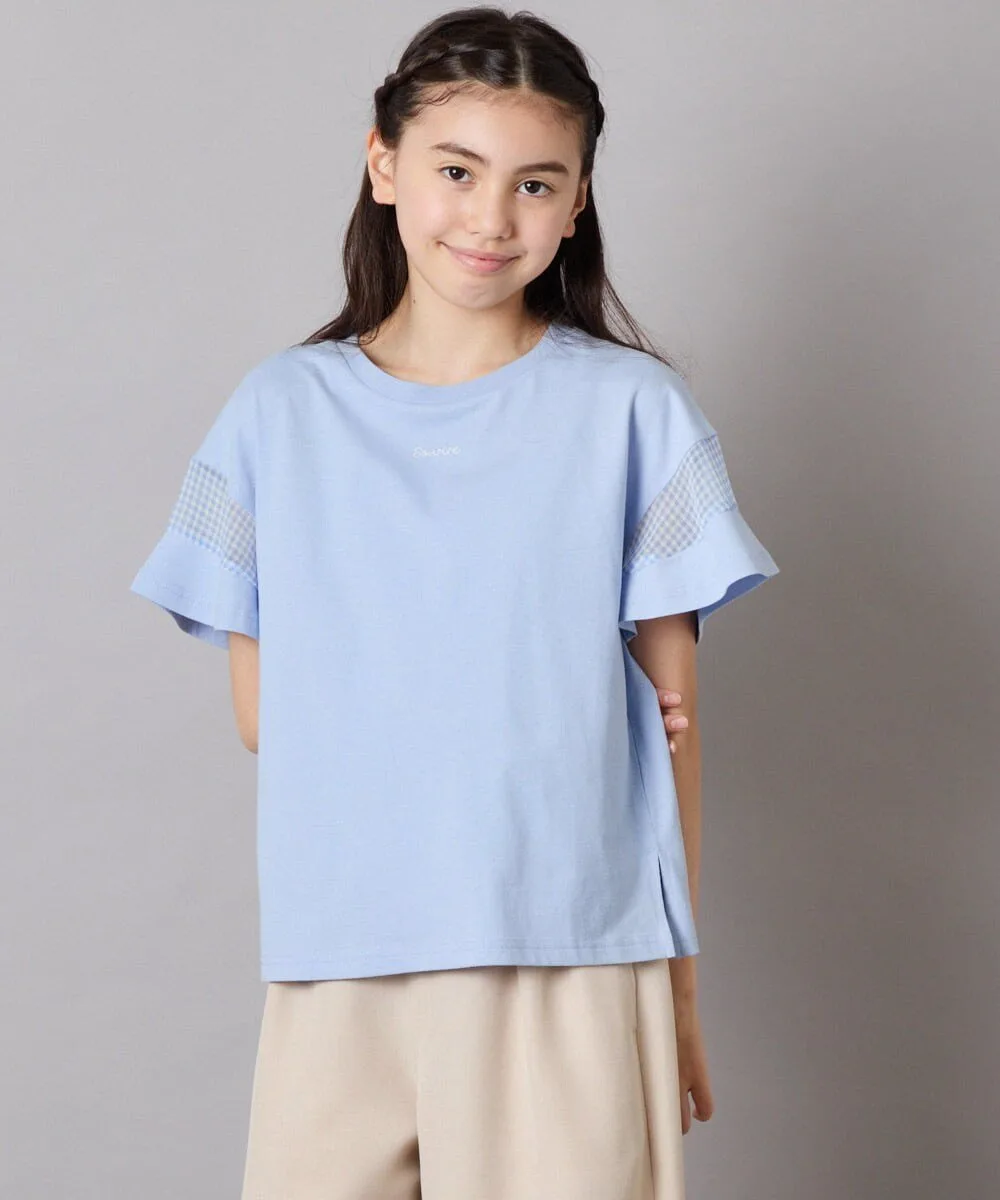 Прозрачная футболка в клетку с отрезанными рукавами A.V.V, Light blue