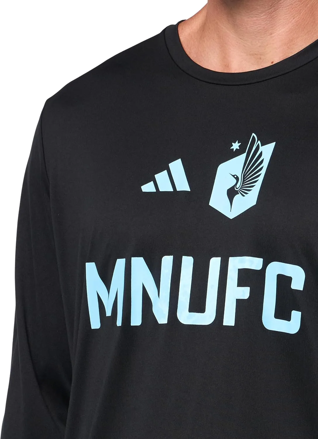 Мужская футболка с длинным рукавом Adidas Minnesota United FC для предматчевой разминки, черный — фото 3