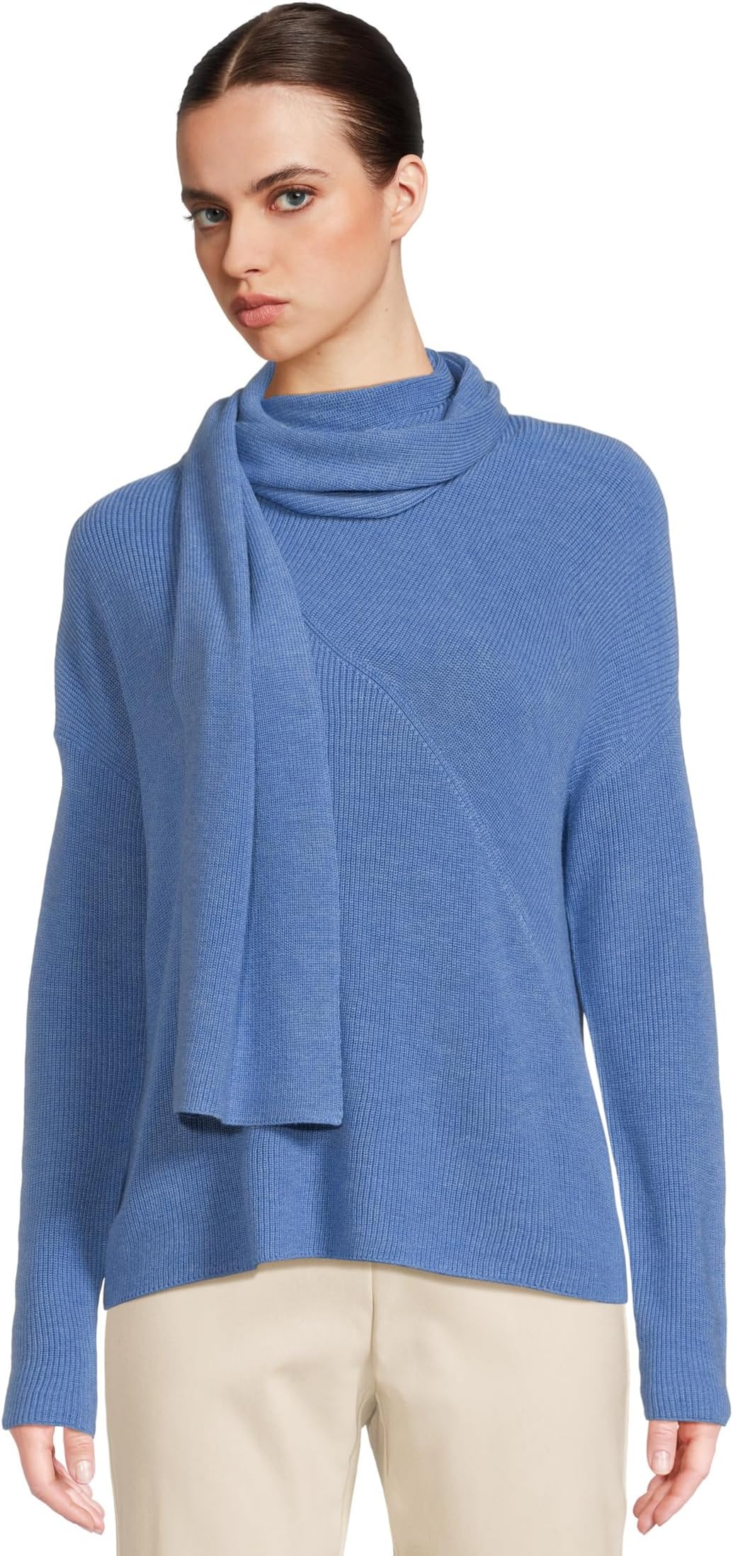 

Свитер Elliott Lauren Women's It's a Wrap - Long Sleeve Relax Sweater with attached Scarf, Sky