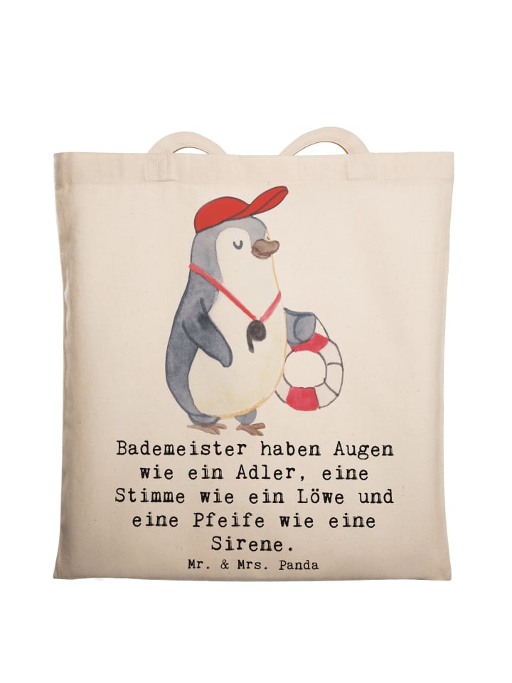 

Сумка-шоппер Спасатель-супергерой с надписью кремового цвета Mr. & Mrs. Panda