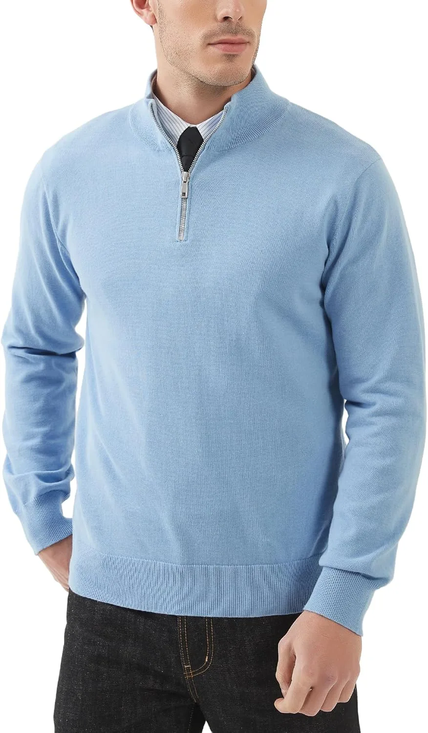 

Мужской свитер Kallspin с молнией на четверть, из чистого хлопка, легкий