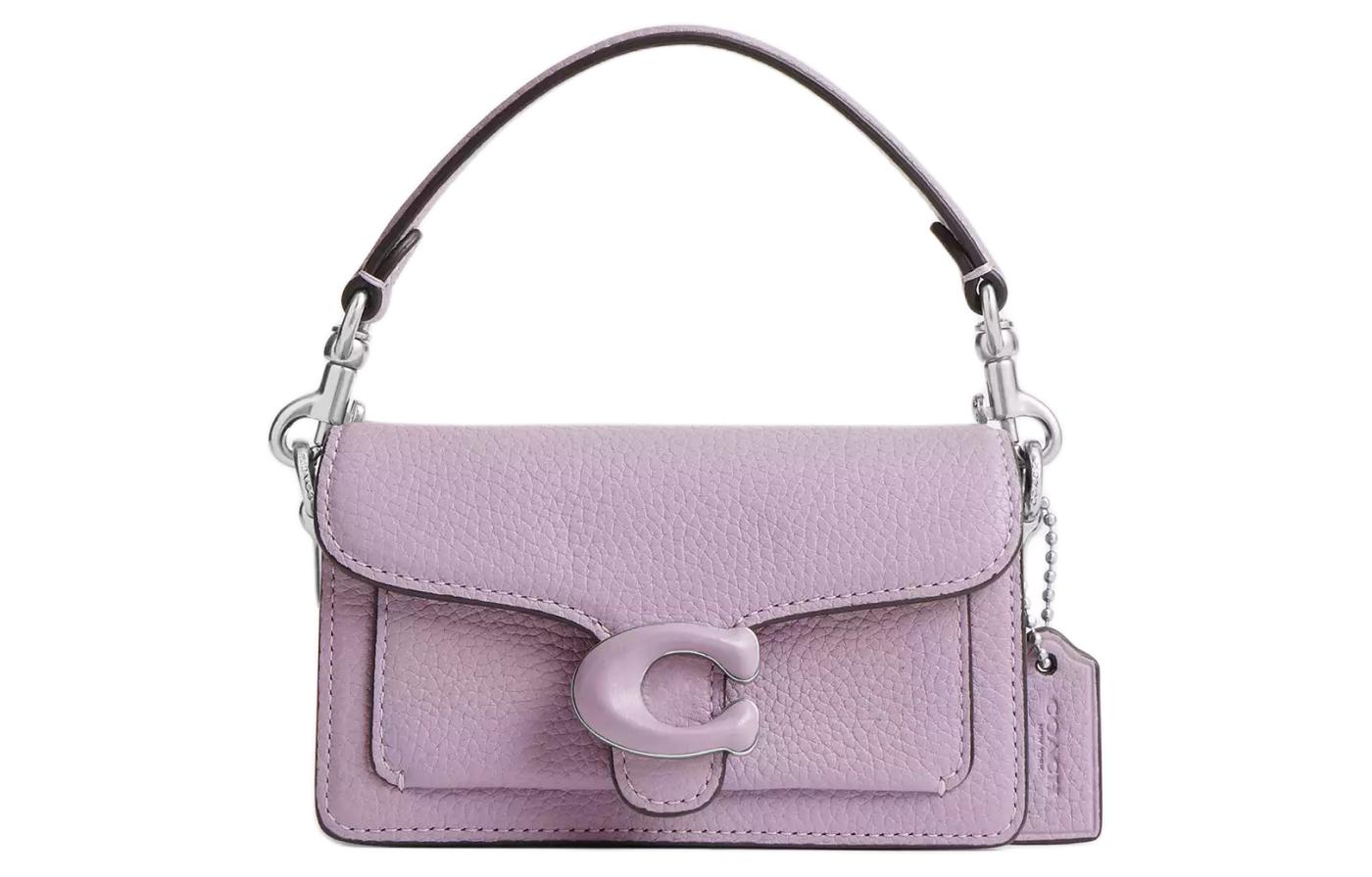 

COACH Миниатюрная женская сумка-кроссбод из полированной зернистой кожи светло-фиолетового цвета