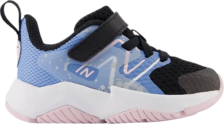 

Кроссовки Rave Run v2 Bungee Lace Top Strap Toddler 'Black Blue Laguna Paint Splatter', синий