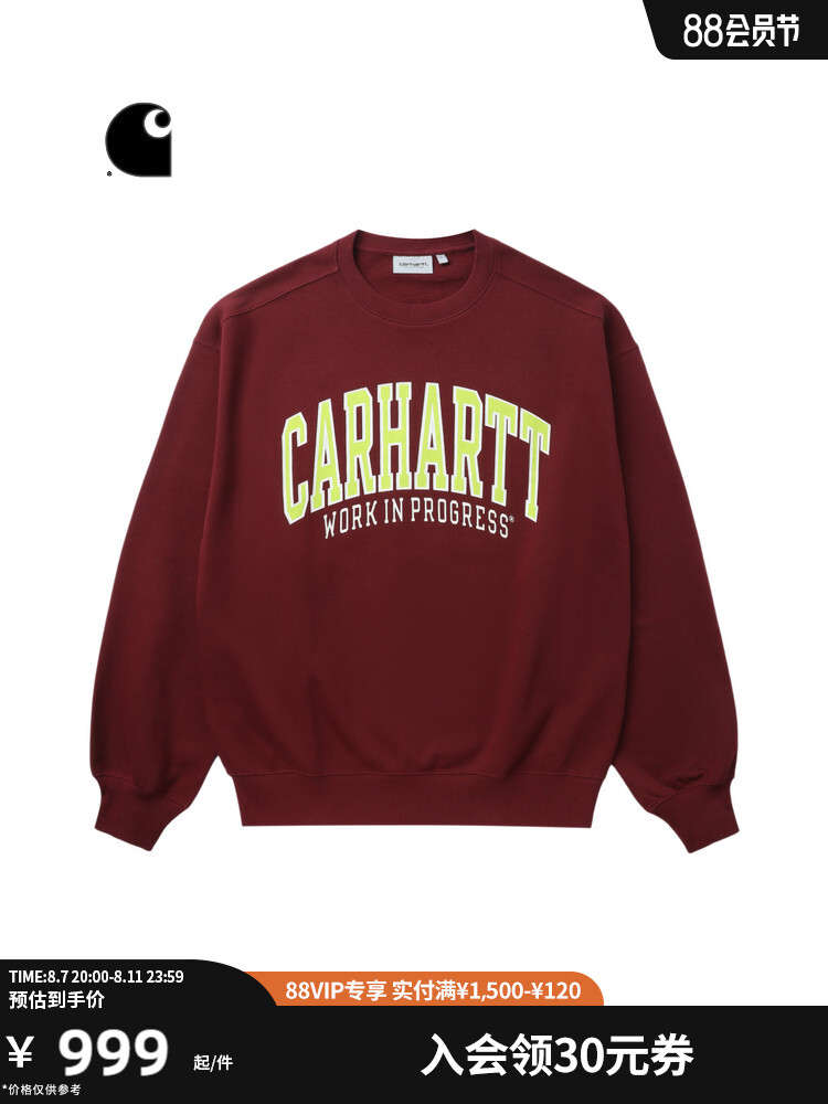 

Толстовка мужская Carhartt WIP с логотипом и буквенным принтом, серый