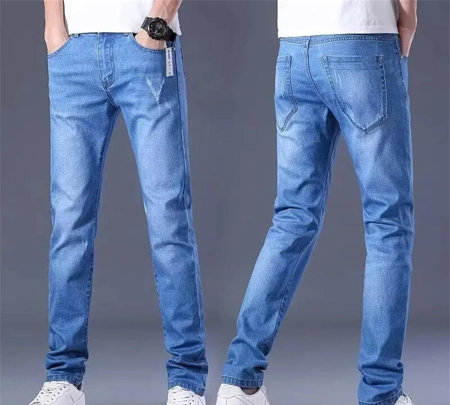 Джинсы Slim Straight, Faded Blue — фото 2