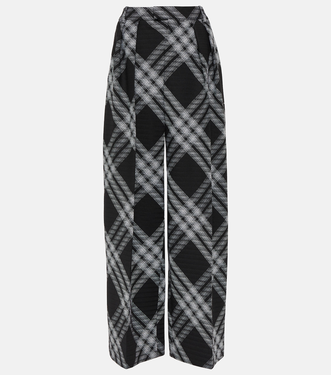 

Широкие шерстяные брюки в клетку Burberry, Monochrome Ip Check