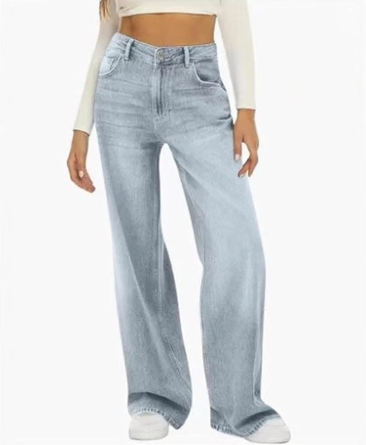 Джинсы свободные Wide Leg, Gray Blue — фото 2