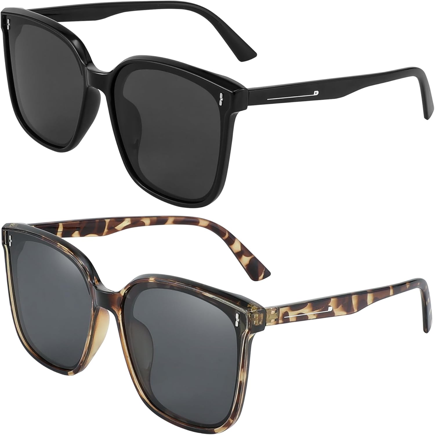 

FEISEDY Женские большие винтажные поляризованные солнцезащитные очки квадратной формы, милые, модные, классические, простые, мужские B2758, Z2pack(001 Black Frame & Grey Lens+003 Camouflage Frame & Grey Lens)