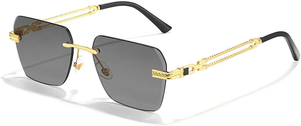 

Мужские солнцезащитные очки-пилот без оправы, квадратная металлическая оправа, женские солнцезащитные очки с градиентной защитой от УФ-излучения UV400 WNCKSQ, C01 Black