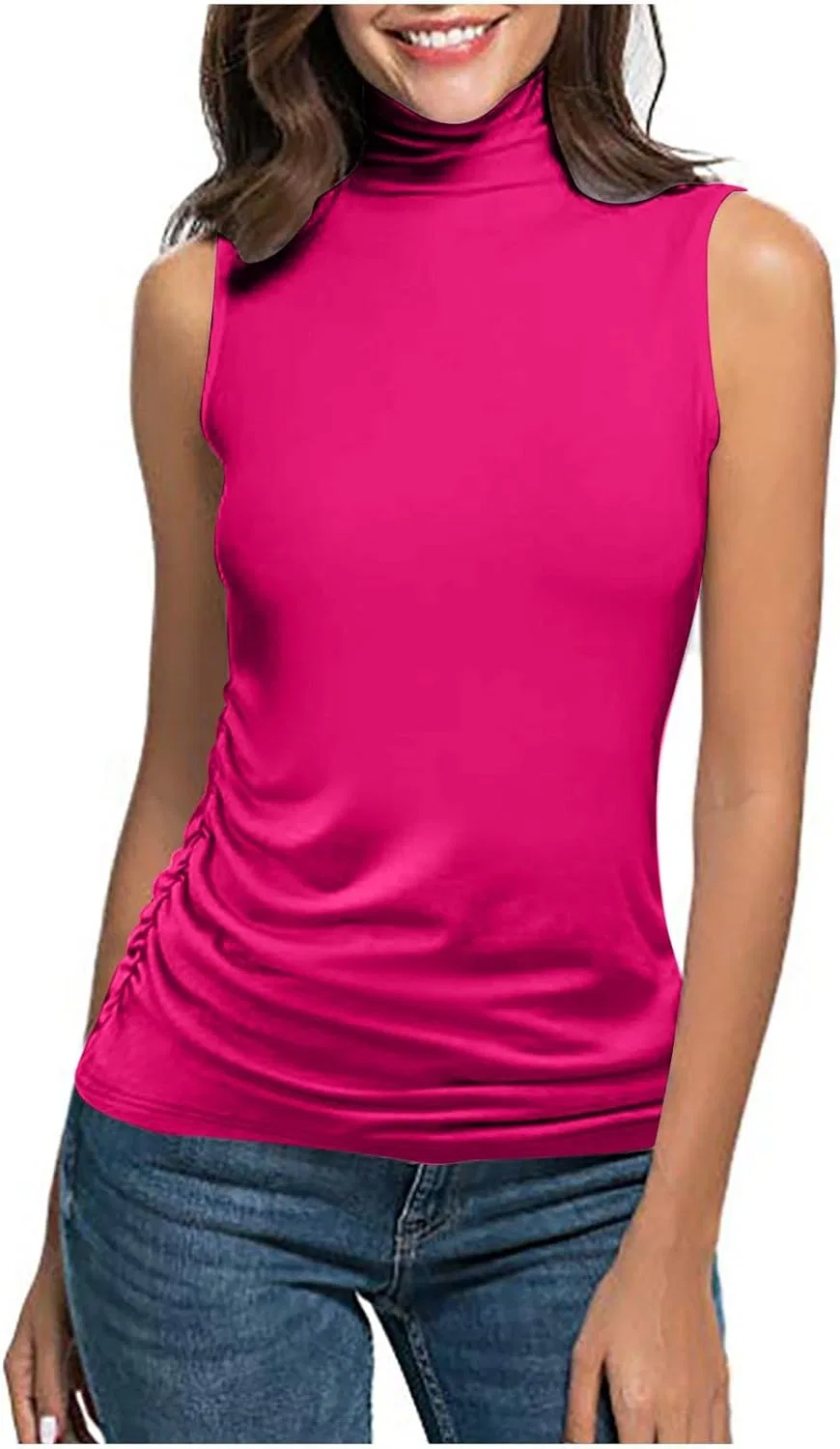 Женский топ-борцовка без рукавов облегающий, 02-hot Pink — фото 2