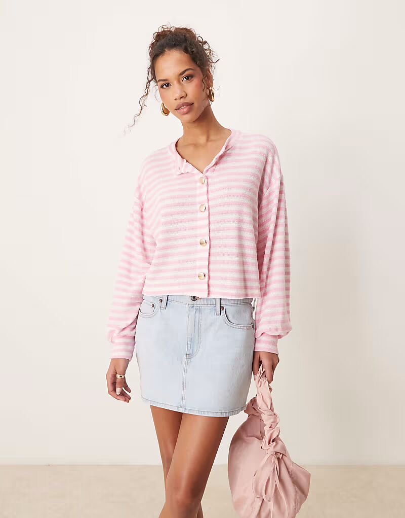 

Длинный кардиган ASOS DESIGN в розовую полоску